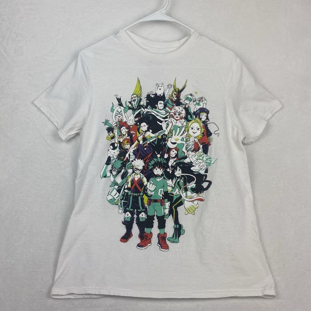 My Hero Academy Graphic Shirt Adult Medium White Anime Crewneck Short Sleeve